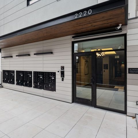 front entrance with video guest call box