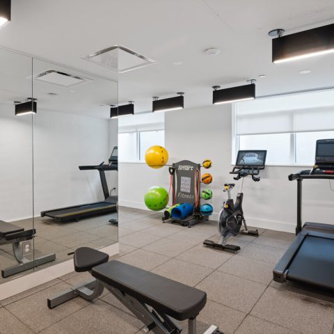fitness center on the lower level